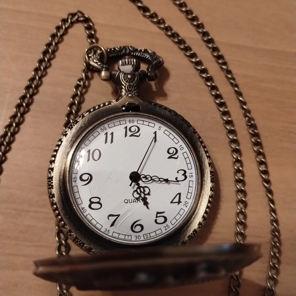 New Mens Police Pocket Watch Necklace